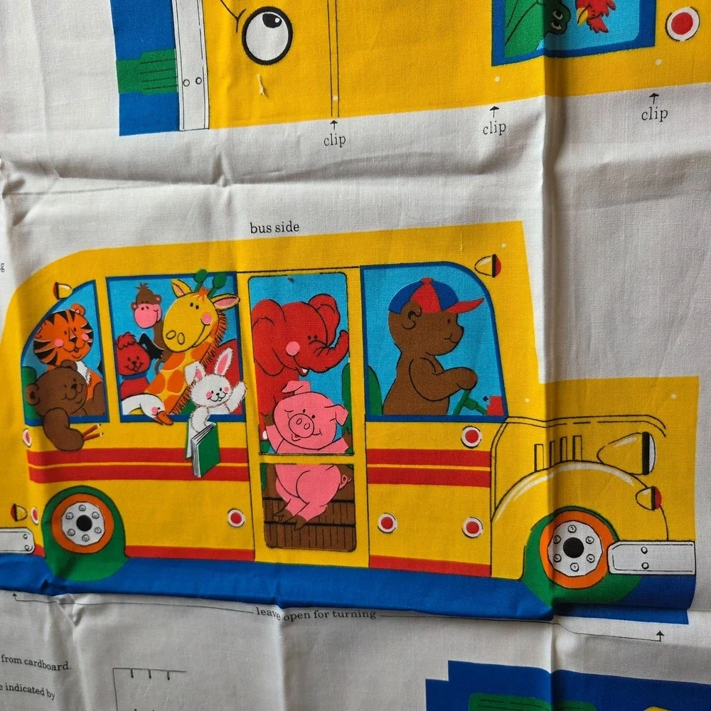 VIP Cranston Fabric Panel YELLOW SCHOOL BUS Teachers Pet Express 15 inch Uncut
